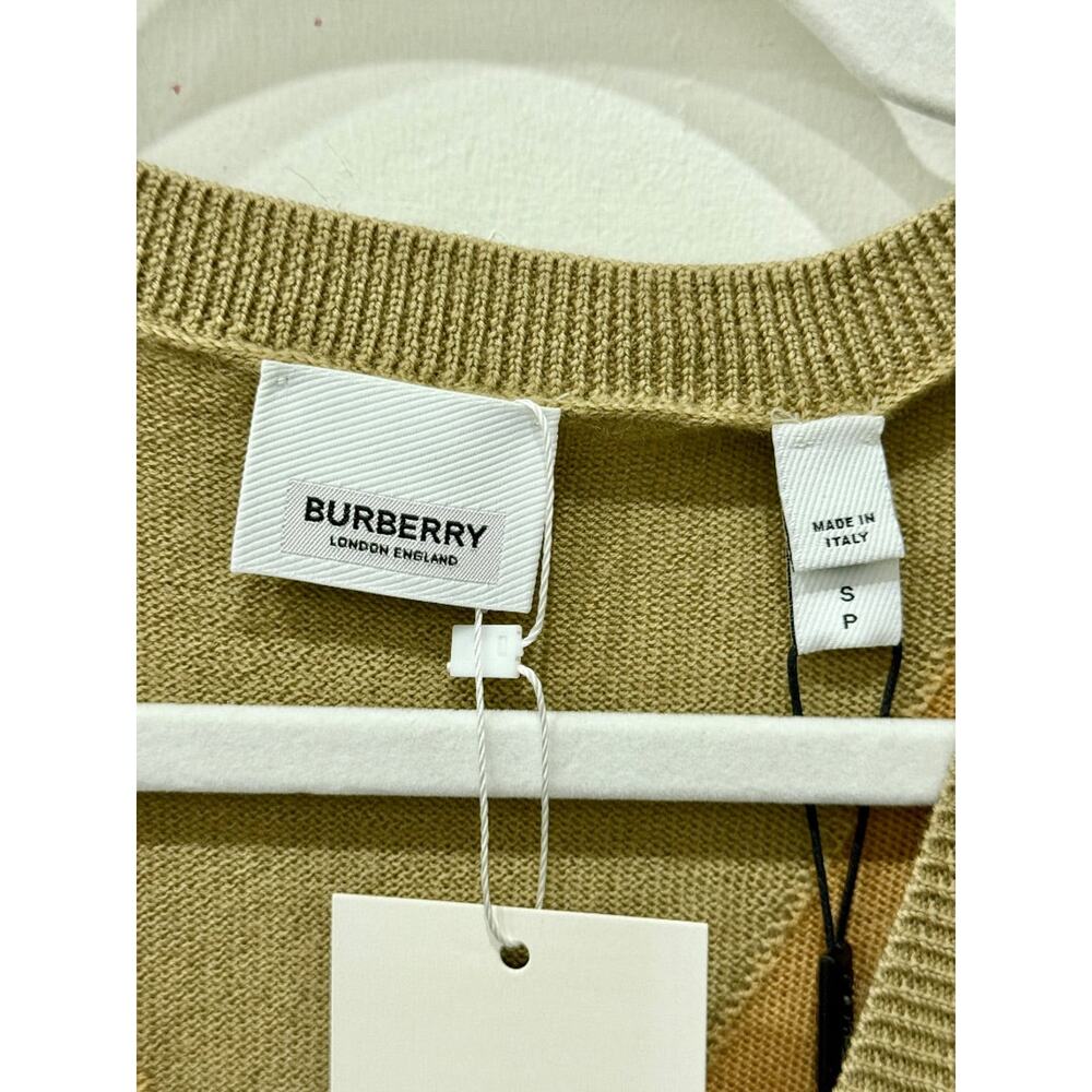 NWT Burberry 100% Wool Sleveless V-Neck Pleated A-Line Midi Dress Light Brown S - Picture 4 of 8